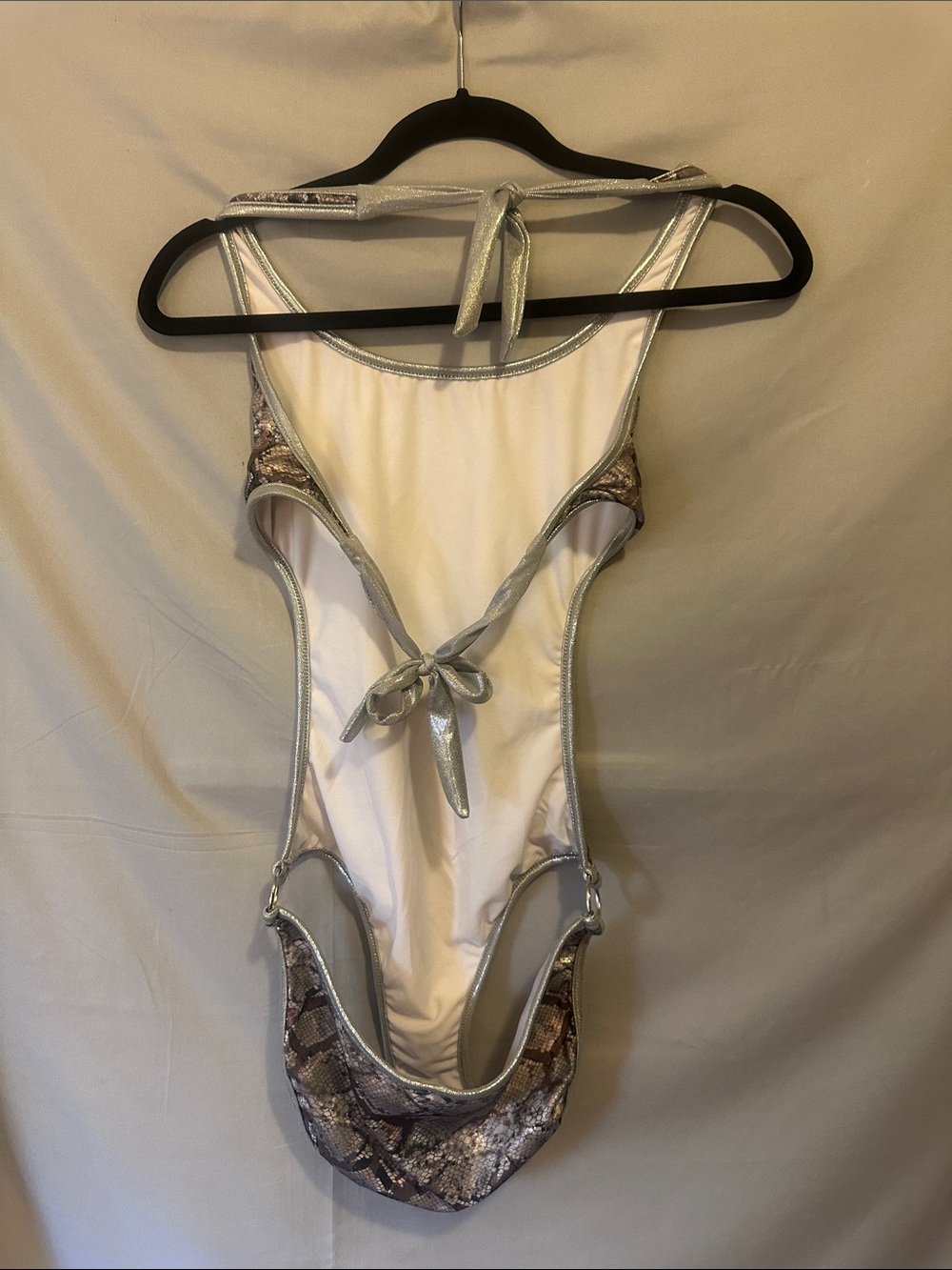 VENUS Metallic Snake Print One-Piece Swimsuit in Brown and Silver - Picture 3 of 5